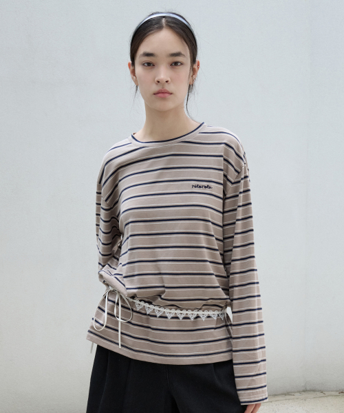 ROLAROLA(ロラロラ)の「MULTI STRIPE T-SHIRT BROWN(Tシャツ/カットソー・レディース・ブラウン・FREE)」の1枚目の写真