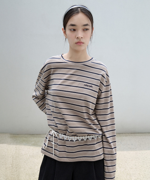 ROLAROLA(ロラロラ)の「MULTI STRIPE T-SHIRT BROWN(Tシャツ/カットソー・レディース・ブラウン・FREE)」の2枚目の写真