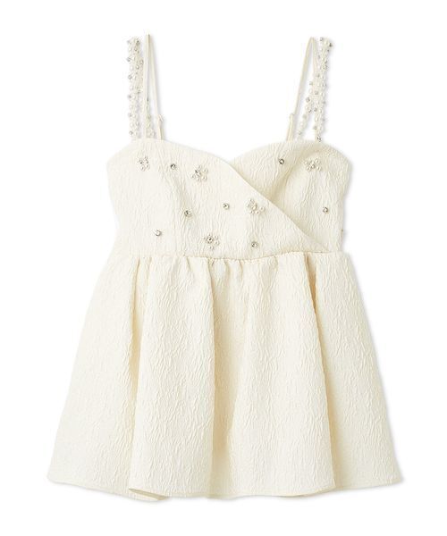 LILY BROWN（リリーブラウン）の「[L.B CANDY STOCK]ビッグリボンビジューペプラムトップス（キャミソール・レディース・アイボリー/ブラック/ライトブルー・F）」の2枚目の写真