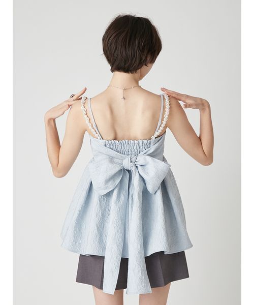 LILY BROWN（リリーブラウン）の「[L.B CANDY STOCK]ビッグリボンビジューペプラムトップス（キャミソール・レディース・アイボリー/ブラック/ライトブルー・F）」の11枚目の写真