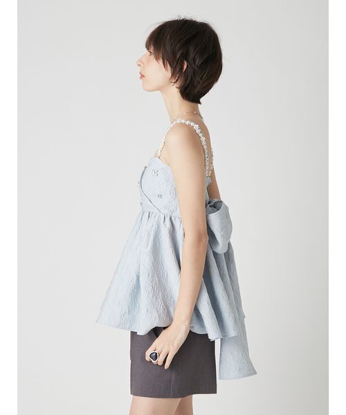 LILY BROWN（リリーブラウン）の「[L.B CANDY STOCK]ビッグリボンビジューペプラムトップス（キャミソール・レディース・アイボリー/ブラック/ライトブルー・F）」の12枚目の写真