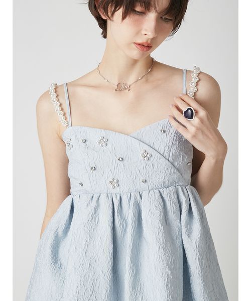 LILY BROWN（リリーブラウン）の「[L.B CANDY STOCK]ビッグリボンビジューペプラムトップス（キャミソール・レディース・アイボリー/ブラック/ライトブルー・F）」の13枚目の写真