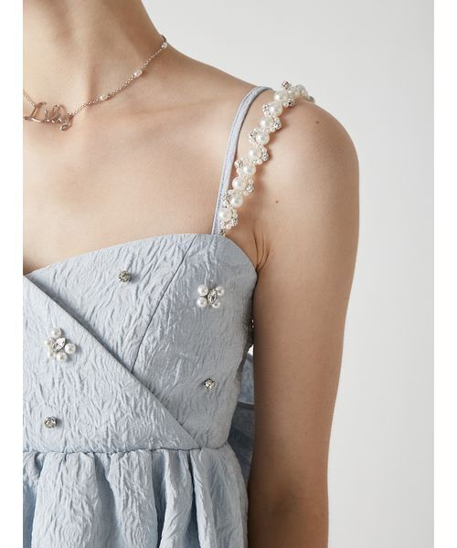 LILY BROWN（リリーブラウン）の「[L.B CANDY STOCK]ビッグリボンビジューペプラムトップス（キャミソール・レディース・アイボリー/ブラック/ライトブルー・F）」の14枚目の写真