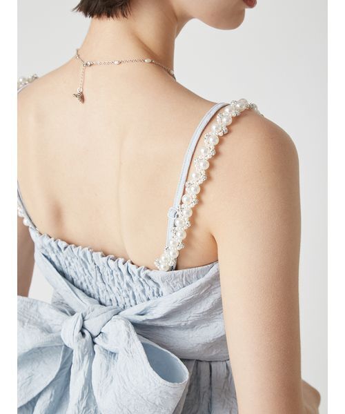 LILY BROWN（リリーブラウン）の「[L.B CANDY STOCK]ビッグリボンビジューペプラムトップス（キャミソール・レディース・アイボリー/ブラック/ライトブルー・F）」の16枚目の写真