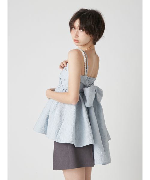 LILY BROWN（リリーブラウン）の「[L.B CANDY STOCK]ビッグリボンビジューペプラムトップス（キャミソール・レディース・アイボリー/ブラック/ライトブルー・F）」の18枚目の写真