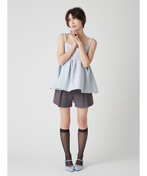 LILY BROWN（リリーブラウン）の「[L.B CANDY STOCK]ビッグリボンビジューペプラムトップス（キャミソール・レディース・アイボリー/ブラック/ライトブルー・F）」の19枚目の写真