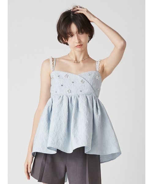 LILY BROWN（リリーブラウン）の「[L.B CANDY STOCK]ビッグリボンビジューペプラムトップス（キャミソール・レディース・アイボリー/ブラック/ライトブルー・F）」の21枚目の写真