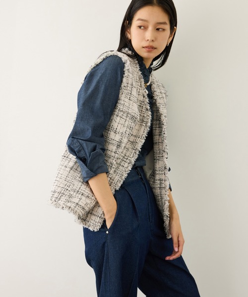 ROPE'（ロペ）の「ツイードVネックジレ（ベスト・レディース・サックスブルー/ホワイト系その他7・FREE）」の15枚目の写真