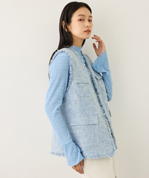 ROPE'（ロペ）の「ツイードVネックジレ（ベスト・レディース・サックスブルー/ホワイト系その他7・FREE）」の19枚目の写真