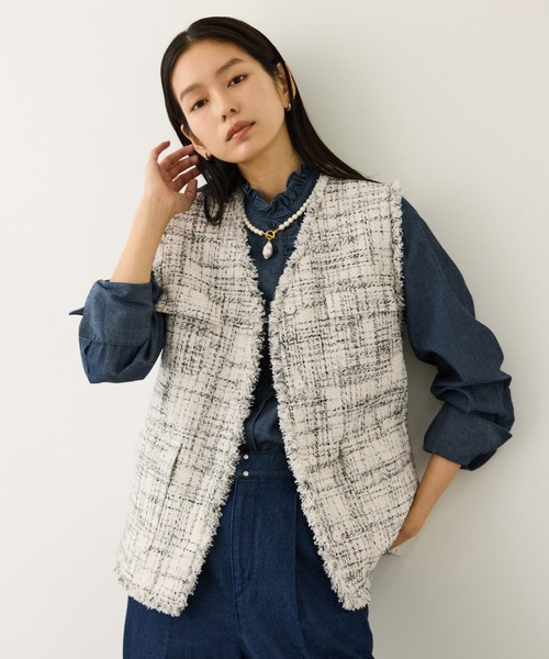 ROPE'（ロペ）の「ツイードVネックジレ（ベスト・レディース・サックスブルー/ホワイト系その他7・FREE）」の22枚目の写真