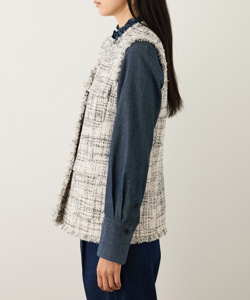 ROPE'（ロペ）の「ツイードVネックジレ（ベスト・レディース・サックスブルー/ホワイト系その他7・FREE）」の8枚目の写真