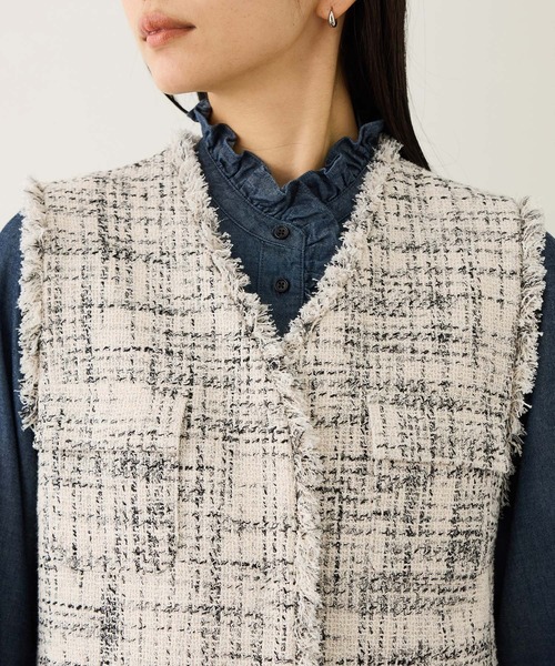 ROPE'（ロペ）の「ツイードVネックジレ（ベスト・レディース・サックスブルー/ホワイト系その他7・FREE）」の10枚目の写真