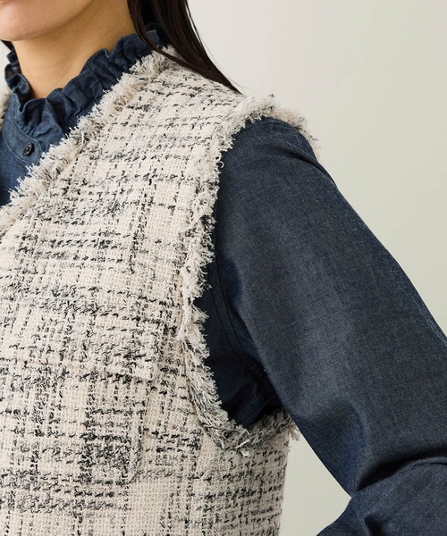 ROPE'（ロペ）の「ツイードVネックジレ（ベスト・レディース・サックスブルー/ホワイト系その他7・FREE）」の11枚目の写真