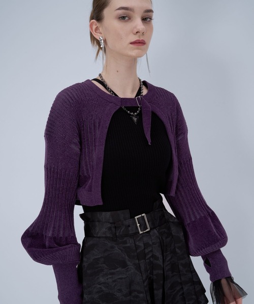 HARE（ハレ）の「ボレロニットカーディガン(HARE)（カーディガン/ボレロ・レディース・ブラック/パープル・FREE）」の2枚目の写真