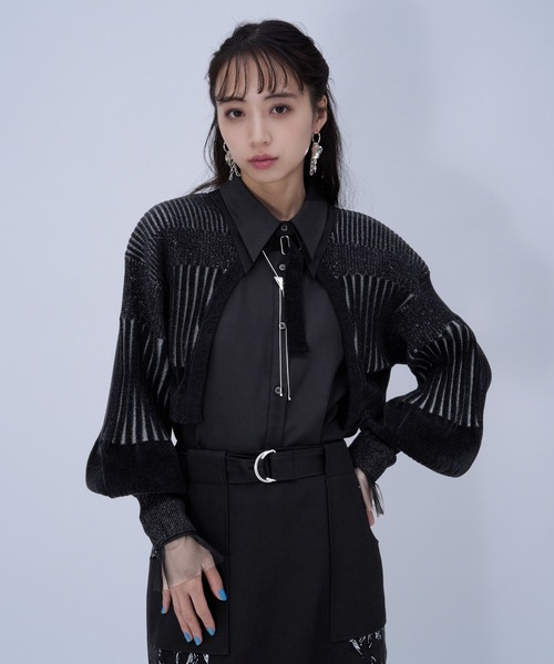 HARE（ハレ）の「ボレロニットカーディガン(HARE)（カーディガン/ボレロ・レディース・ブラック/パープル・FREE）」の6枚目の写真