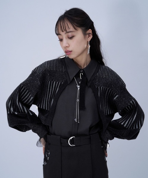 HARE（ハレ）の「ボレロニットカーディガン(HARE)（カーディガン/ボレロ・レディース・ブラック/パープル・FREE）」の7枚目の写真