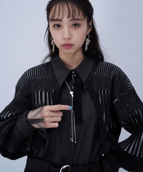 HARE（ハレ）の「ボレロニットカーディガン(HARE)（カーディガン/ボレロ・レディース・ブラック/パープル・FREE）」の9枚目の写真