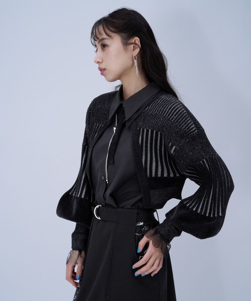 HARE（ハレ）の「ボレロニットカーディガン(HARE)（カーディガン/ボレロ・レディース・ブラック/パープル・FREE）」の10枚目の写真