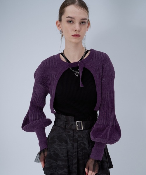 HARE（ハレ）の「ボレロニットカーディガン(HARE)（カーディガン/ボレロ・レディース・ブラック/パープル・FREE）」の12枚目の写真