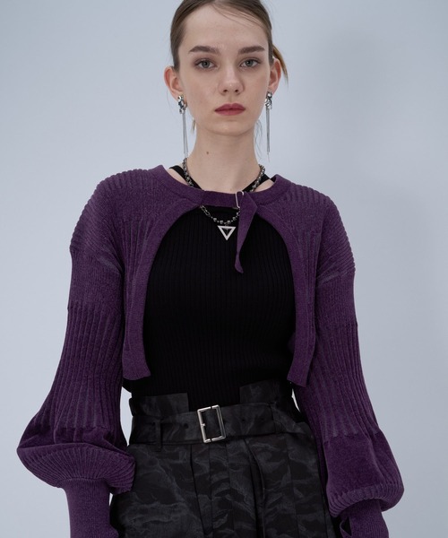HARE（ハレ）の「ボレロニットカーディガン(HARE)（カーディガン/ボレロ・レディース・ブラック/パープル・FREE）」の13枚目の写真