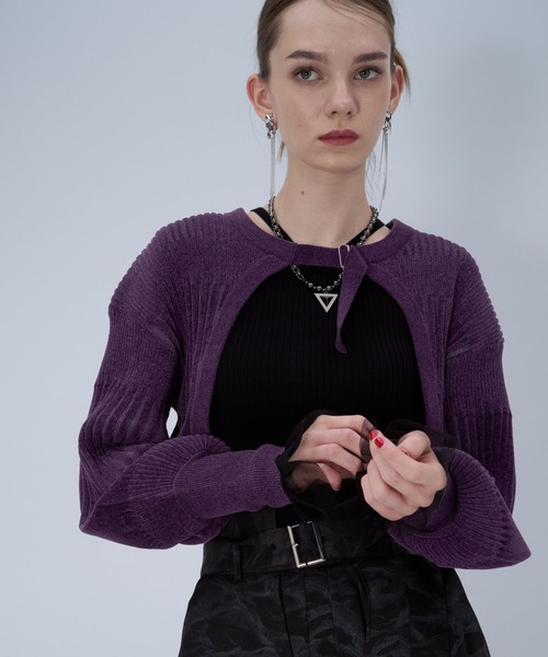 HARE（ハレ）の「ボレロニットカーディガン(HARE)（カーディガン/ボレロ・レディース・ブラック/パープル・FREE）」の15枚目の写真