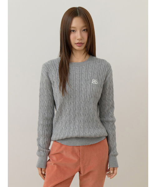 Bb' BENETTON(ビーフラットベネトン)の「ラウンドケーブルニット(グレー)(ニット/セーター・レディース・その他・ONE SIZE)」の1枚目の写真