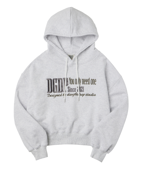DANGLEDROP(ダングルドロップ)の「DGDP YOU NEED刺繍クロップフードホワイトメランジ(パーカー・レディース・その他・S/M)」の1枚目の写真