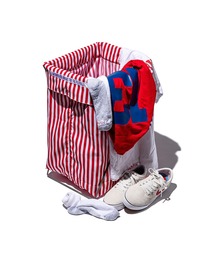 PUEBCO | SHIRT FABRIC FOLDING LAUNDRY BASKET Red Narrow Stripe(ランドリーグッズ)