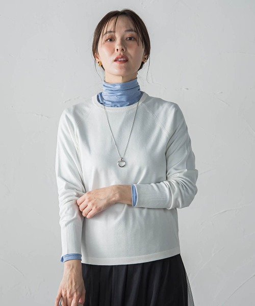LAUTREAMONT(ロートレアモン)の「【WEB限定】エレカットベーシックニット(ニット/セーター・レディース・キャメル/グリーン/レッド/ホワイト/ブラック/イエロー・9号)」の1枚目の写真