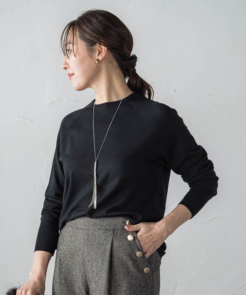 LAUTREAMONT(ロートレアモン)の「【WEB限定】エレカットベーシックニット(ニット/セーター・レディース・キャメル/グリーン/レッド/ホワイト/ブラック/イエロー・9号)」の2枚目の写真