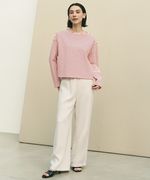 UNFILO(アンフィーロ)の「ドライタッチリブ バックZIP ボーダートップス(Tシャツ/カットソー・レディース・ネイビー系1/ホワイト系1/ベージュ系1/レッド系1・X-LARGE)」の22枚目の写真