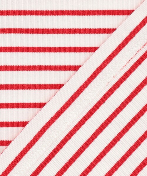 UNFILO(アンフィーロ)の「ドライタッチリブ バックZIP ボーダートップス(Tシャツ/カットソー・レディース・ネイビー系1/ホワイト系1/ベージュ系1/レッド系1・X-LARGE)」の5枚目の写真