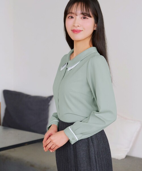 Tiaclasse（ティアクラッセ）の「レイヤードカラーブラウス（シャツ/ブラウス・レディース・ホワイト/ピンク/ミント・S/M/L）」の14枚目の写真