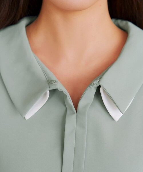 Tiaclasse（ティアクラッセ）の「レイヤードカラーブラウス（シャツ/ブラウス・レディース・ホワイト/ピンク/ミント・S/M/L）」の6枚目の写真