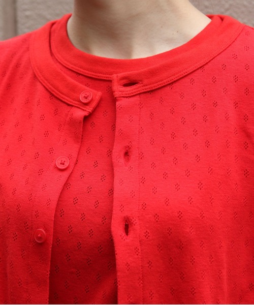 ORCIVAL（オーシバル）の「ORCIVAL/オーシバル　クルーネックメッシュカーディガン　CREW NECK MESH CARDIGAN　OR-C0526 OWE（カーディガン/ボレロ・レディース・レッド・2）」の2枚目の写真