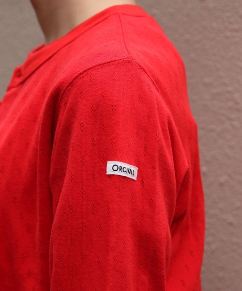 ORCIVAL（オーシバル）の「ORCIVAL/オーシバル　クルーネックメッシュカーディガン　CREW NECK MESH CARDIGAN　OR-C0526 OWE（カーディガン/ボレロ・レディース・レッド・2）」の3枚目の写真
