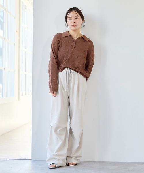 U by SPICK&SPAN(ユーバイスピックアンドスパン)の「衿つき柄編みニット(ニット/セーター・レディース・ピンク/ブラウン/アイボリー・FREE)」の4枚目の写真