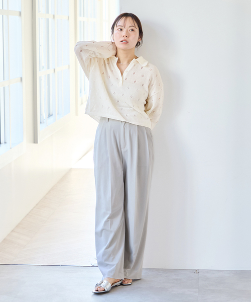 U by SPICK&SPAN(ユーバイスピックアンドスパン)の「衿つき柄編みニット(ニット/セーター・レディース・ピンク/ブラウン/アイボリー・FREE)」の12枚目の写真