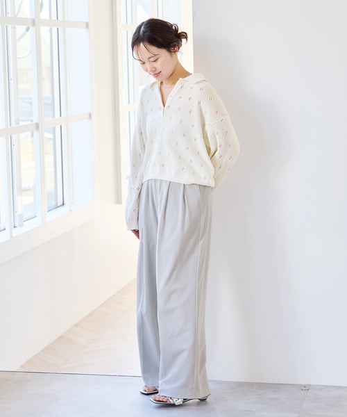 U by SPICK&SPAN(ユーバイスピックアンドスパン)の「衿つき柄編みニット(ニット/セーター・レディース・ピンク/ブラウン/アイボリー・FREE)」の13枚目の写真