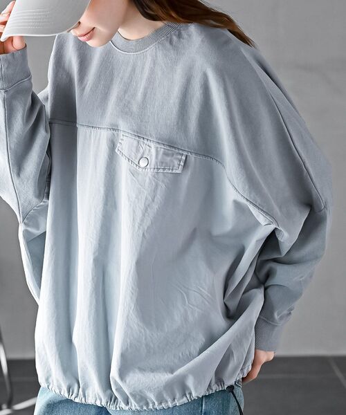 rps(アールピーエス)の「ピグメント裏毛ドルマンドロストプルオーバー(スウェット・レディース・ブルー/パープル/ブラック・フリー)」の2枚目の写真