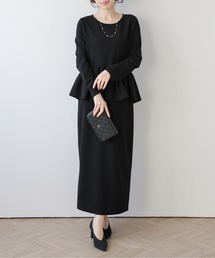 ペプラム ロングワンピース