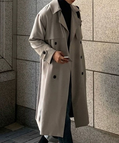 KELVIN(ケルヴァン)の「Modern Oversized Trench Coat モダン オーバーサイズ トレンチコート(トレンチコート・メンズ・ベージュ/ブラック・MEDIUM/LARGE)」の3枚目の写真