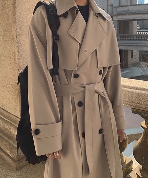 KELVIN(ケルヴァン)の「Modern Oversized Trench Coat モダン オーバーサイズ トレンチコート(トレンチコート・メンズ・ベージュ/ブラック・MEDIUM/LARGE)」の6枚目の写真