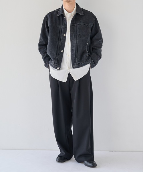 PUBLIC TOKYO(パブリックトウキョウ)の「【26秋新作】High Daily Curve Slacks(スラックス・メンズ・ストライプ/グレイッシュベージュ/チェック/ブラック・L/M/S)」の18枚目の写真