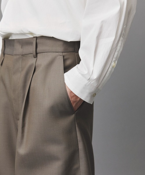 PUBLIC TOKYO(パブリックトウキョウ)の「【再入荷なし】Daily Mohair Slacks /春服/ハリ感/ワンタック/ワイドパンツ(スラックス・メンズ・ストライプ/グレイッシュベージュ・L/M/S)」の19枚目の写真