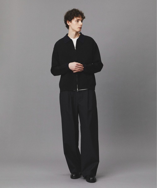 PUBLIC TOKYO(パブリックトウキョウ)の「【再入荷なし】Daily Mohair Slacks /春服/ハリ感/ワンタック/ワイドパンツ(スラックス・メンズ・ストライプ/グレイッシュベージュ・L/M/S)」の14枚目の写真