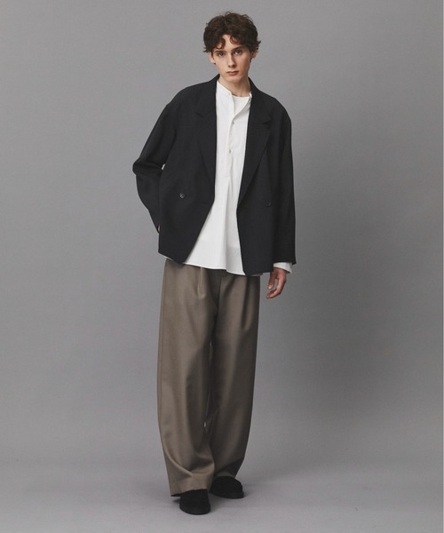 PUBLIC TOKYO(パブリックトウキョウ)の「【再入荷なし】Daily Mohair Slacks /春服/ハリ感/ワンタック/ワイドパンツ(スラックス・メンズ・ストライプ/グレイッシュベージュ・L/M/S)」の5枚目の写真