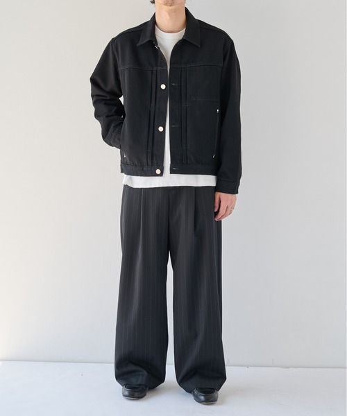PUBLIC TOKYO(パブリックトウキョウ)の「【26秋新作】High Daily Curve Slacks(スラックス・メンズ・ストライプ/グレイッシュベージュ/チェック/ブラック・L/M/S)」の8枚目の写真