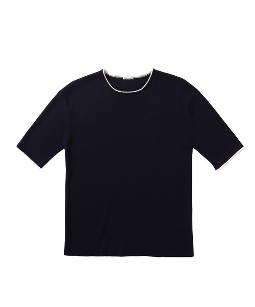 DRESSLAVE（ドレスレイブ）の「bicolor half sleeve tee(バイカラーハーフスリーブティー)（ニット/セーター・レディース・ネイビー/ホワイト・38）」の2枚目の写真