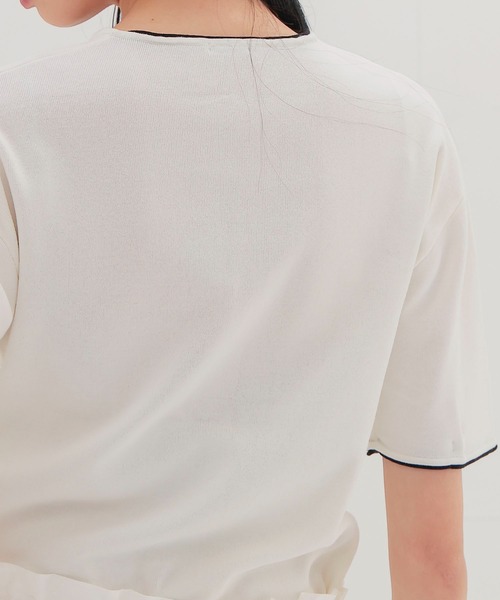 DRESSLAVE（ドレスレイブ）の「bicolor half sleeve tee(バイカラーハーフスリーブティー)（ニット/セーター・レディース・ネイビー/ホワイト・38）」の7枚目の写真